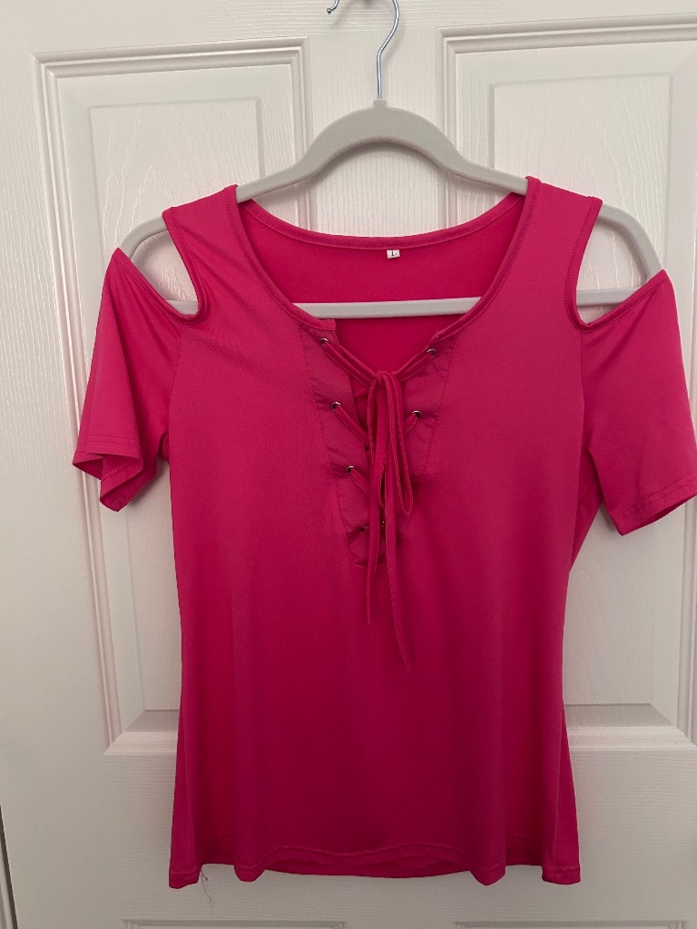 Women’s blouse, cold-shoulder lace up top,  great condition, never worn, Large